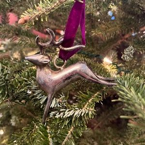 Pottery Barn Silver Plated Reindeer Christmas Tree Ornament